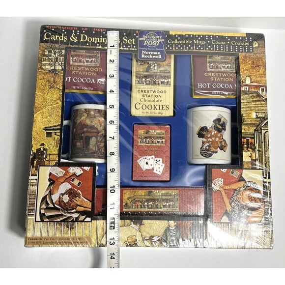 The Saturday Evening Post Norman Rockwell Cards & Dominoes set includes 2 mugs - Picture 8 of 10